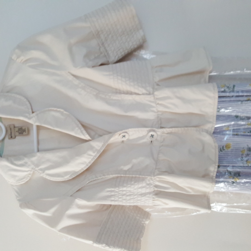 Anthropologie vintage beige size 8r jacket (green thteads) - Picture 10 of 10